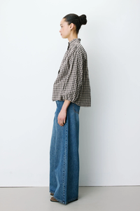 Grace & Mila Adelie Latte Check Blouse