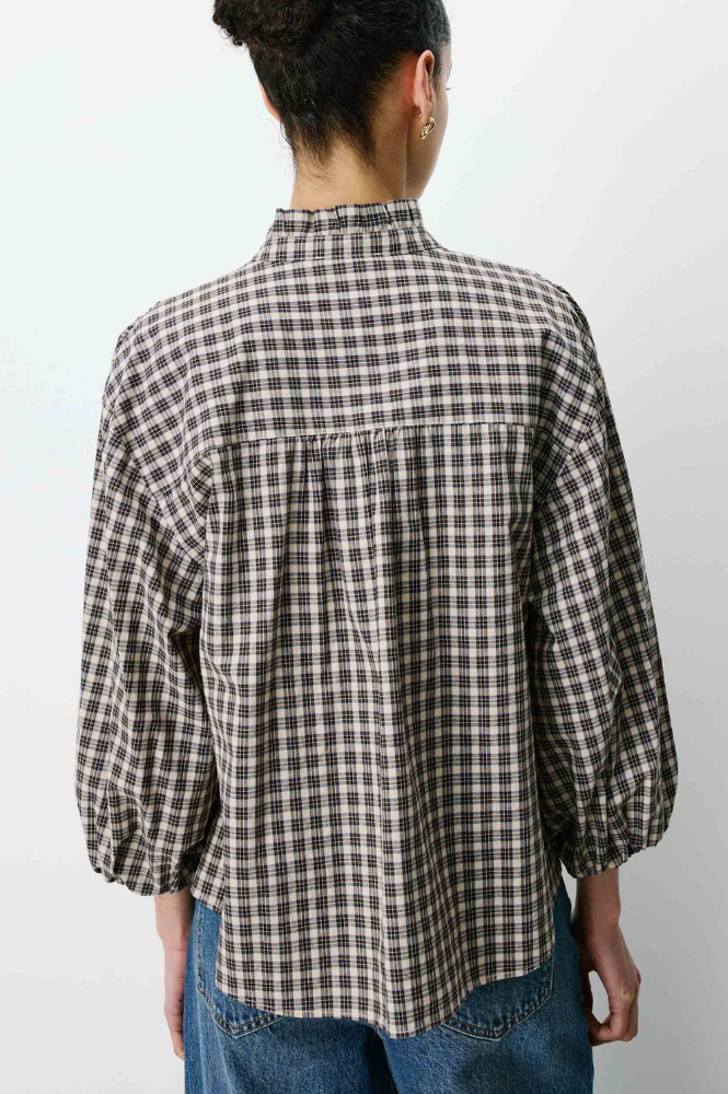 Grace & Mila Adelie Latte Check Blouse