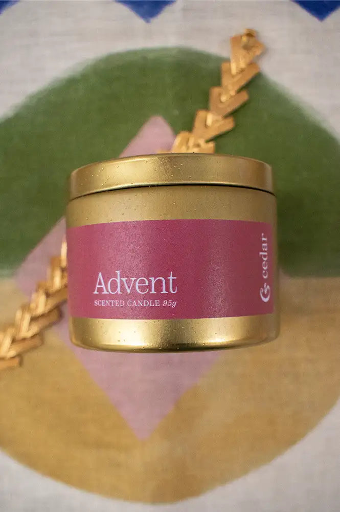 Cedar Advent Small Tin Candle