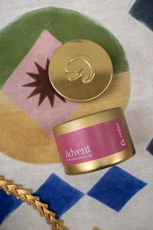 Cedar Advent Small Tin Candle