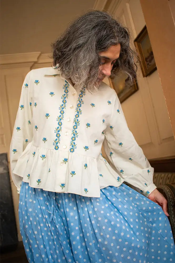 Daydress Pascale Aegean Embroidered Shirt - The Mercantile London