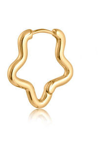 Gold hoop earrings on a white background