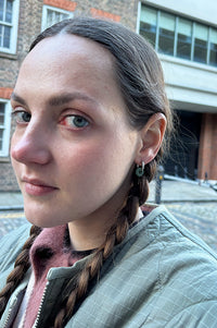 A Weathered Penny Mint Agate Silver Hoops