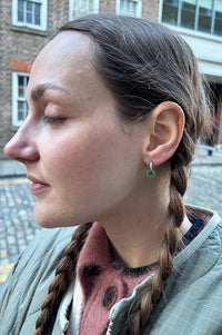 A Weathered Penny Mint Agate Silver Hoops