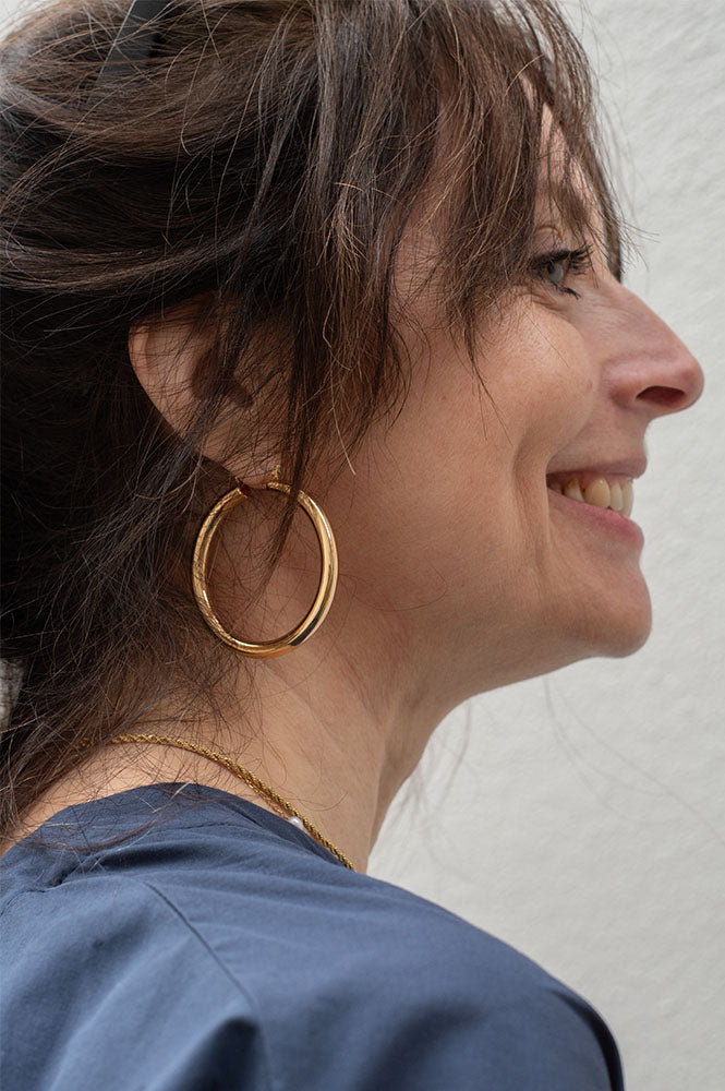 Luv AJ Amalfi Gold Tube Hoops - The Mercantile London