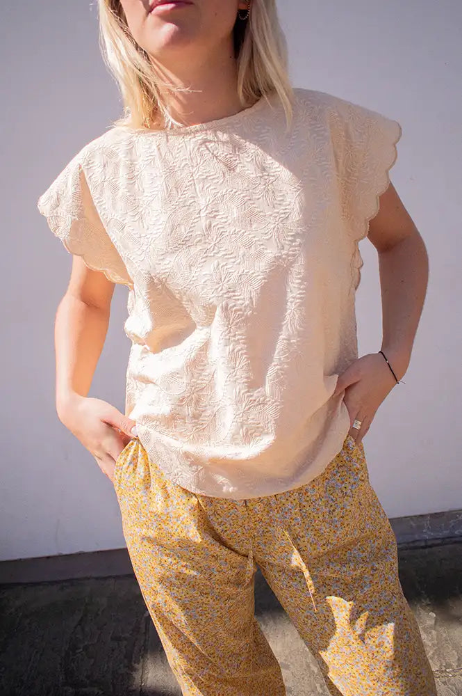 Project AJ117 Hebe Sand Embroidered Blouse - The Mercantile London