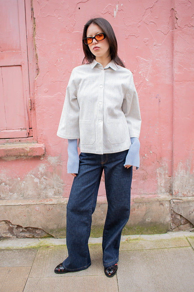 Project AJ117 Sally Indigo Stripe Jacket - The Mercantile London