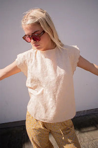 Project AJ117 Hebe Sand Embroidered Blouse - The Mercantile London
