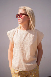 Project AJ117 Hebe Sand Embroidered Blouse - The Mercantile London