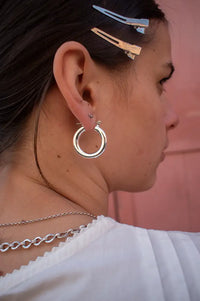 Luv AJ Baby Amalfi Silver Tube Hoops - The Mercantile London