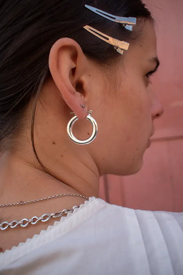 Luv AJ Baby Amalfi Silver Tube Hoops - The Mercantile London