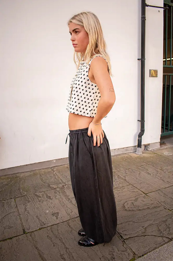 Dawn X Dare Alaia Black Satin Trousers - The Mercantile London