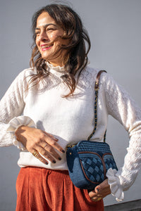 Loop Alice Chalk Tie Neck Pointelle Jumper - The Mercantile London