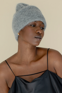 Arctic Fox Grey Alpaca Beanie - The Mercantile London