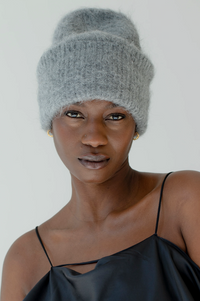 Arctic Fox Grey Alpaca Beanie - The Mercantile London
