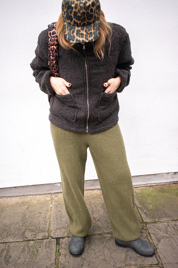 Amente Dark Olive Cashmere Blend Pants