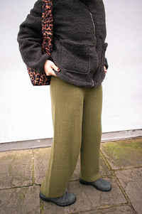 Amente Dark Olive Cashmere Blend Pants