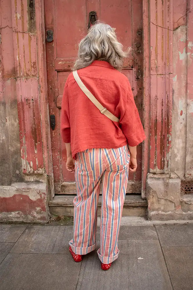 An'ge Rosina Indigo & Pink Striped Trousers