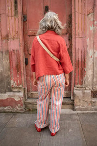 An'ge Rosina Indigo & Pink Striped Trousers