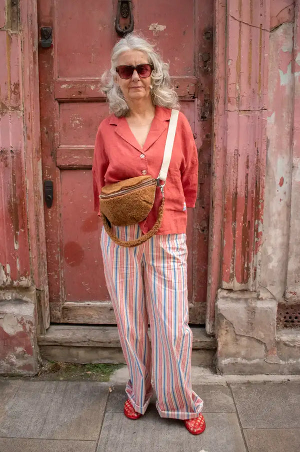 An'ge Rosina Indigo & Pink Striped Trousers