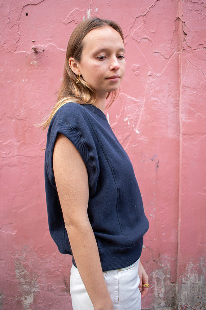 Maison Anje Borelia Navy Night Sweater Top - The Mercantile London