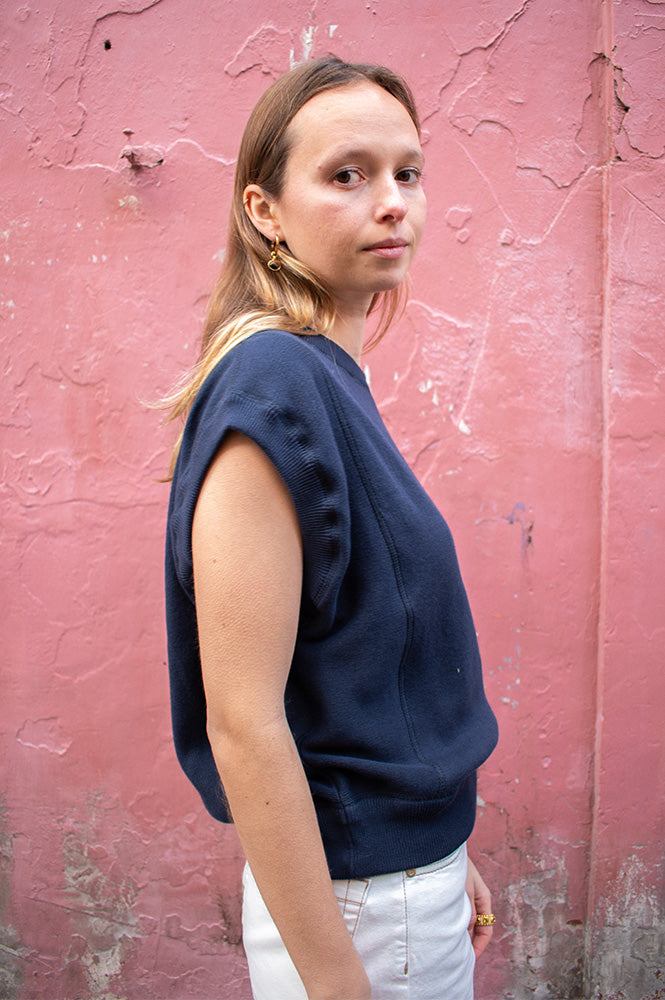 Maison Anje Borelia Navy Night Sweater Top - The Mercantile London