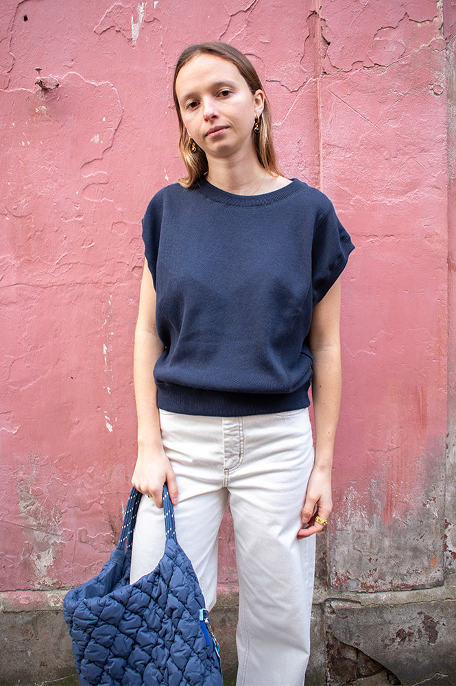 Maison Anje Borelia Navy Night Sweater Top - The Mercantile London