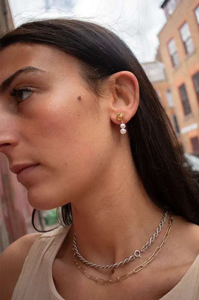 Anni Lu Short Pearly Drop Earrings - The Mercantile London