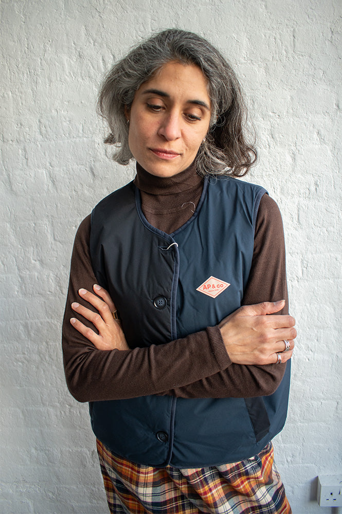 A.P Georgina Navy Reversible Vest - The Mercantile London
