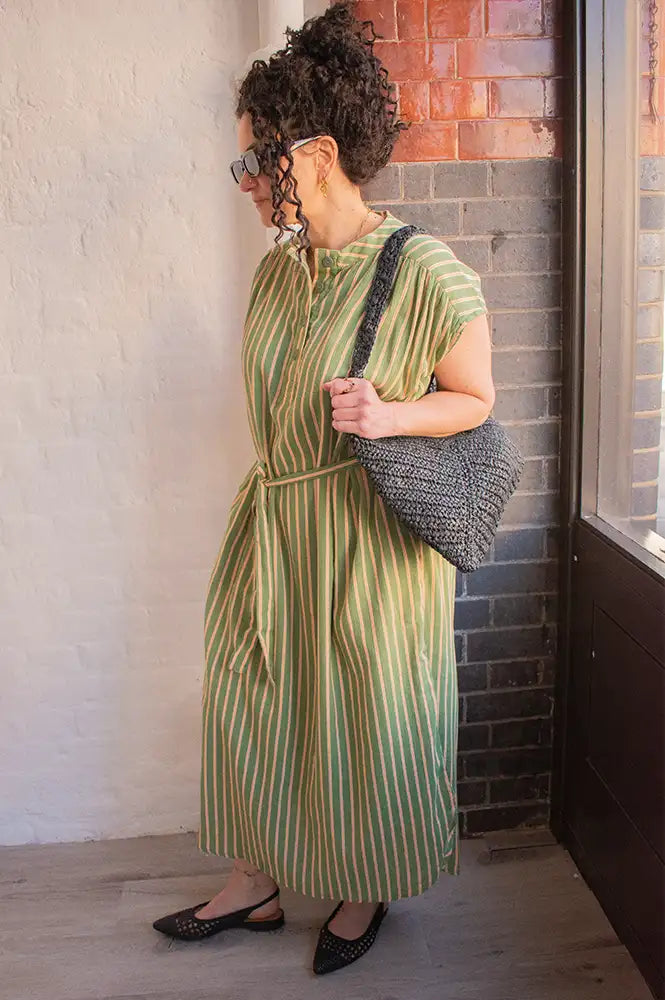 A.P Khaki Striped Dress - The Mercantile London