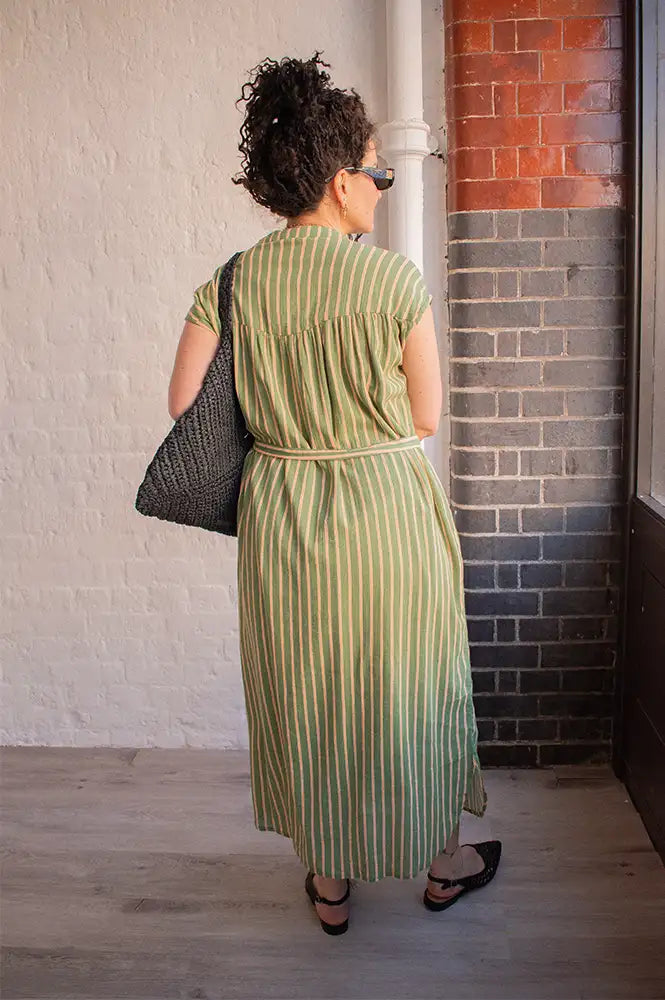 A.P Khaki Striped Dress - The Mercantile London