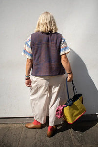 A.P Navy & Brown Reversible Gingham Gilet