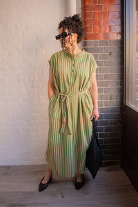 A.P Khaki Striped Dress - The Mercantile London