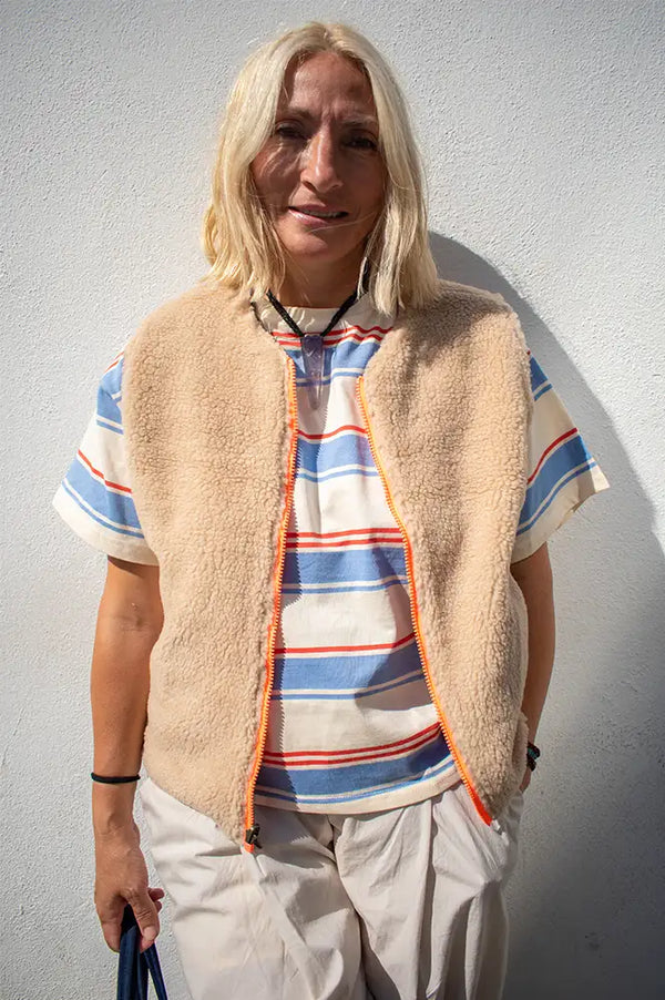 A.P Navy & Brown Reversible Gingham Gilet