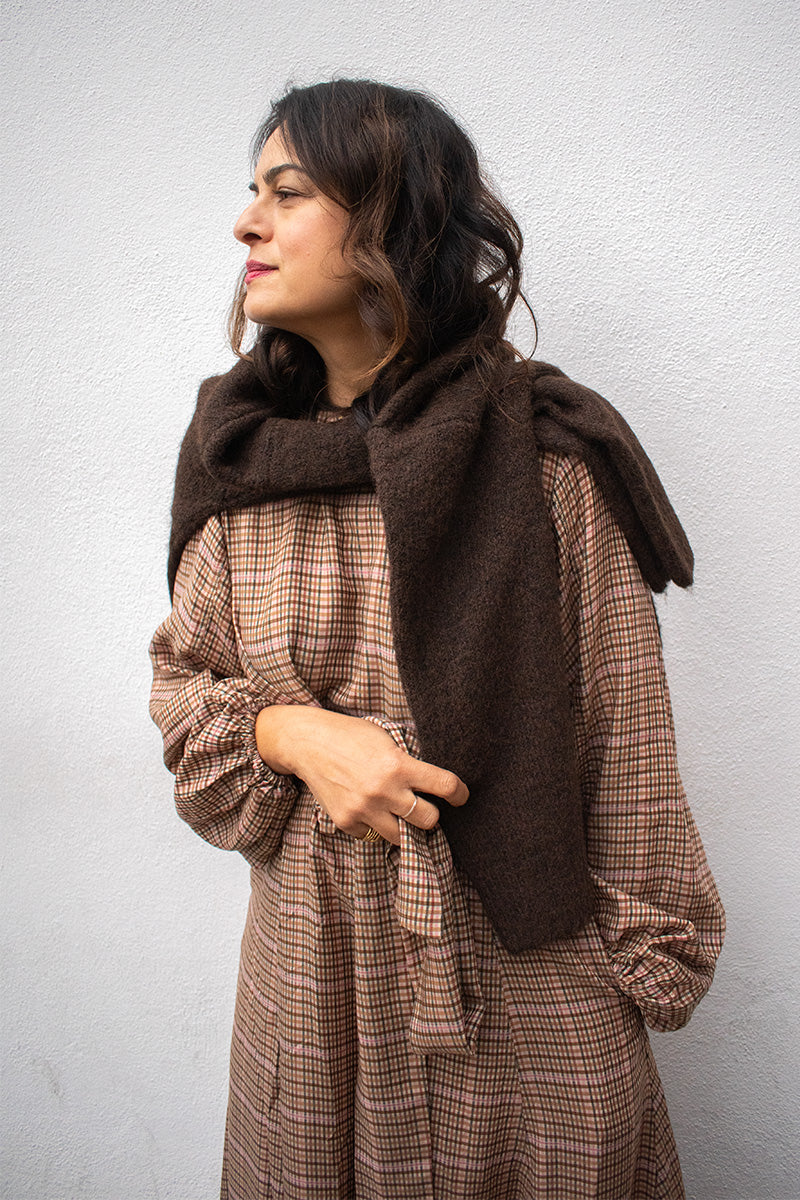 FRNCH Apollinaire Ochre Check Dress - The Mercantile London