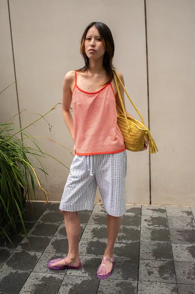 Compania Fantastica White & Red Striped Vest
