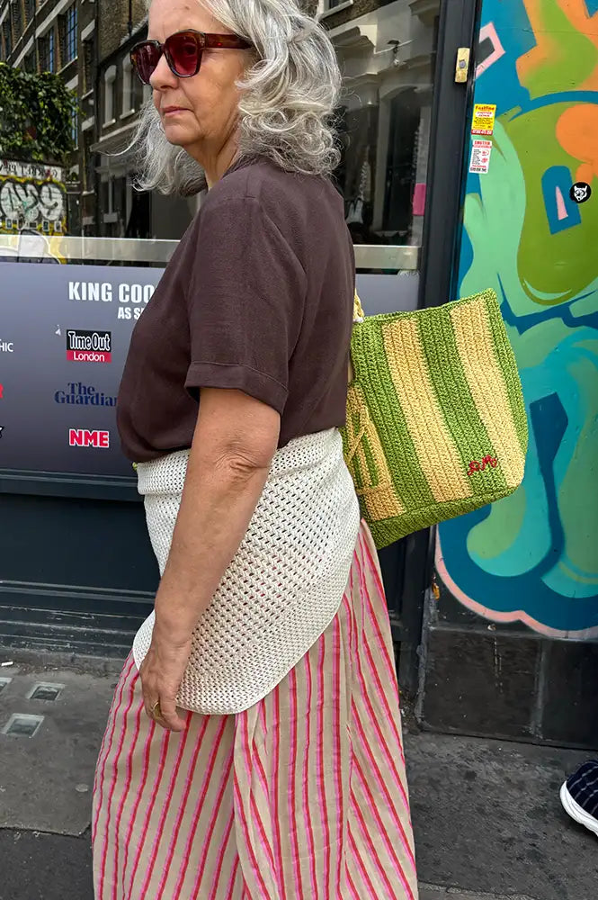 Damson Madder Orla Apple Stripe Beach Bag