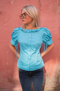 Damson Madder Anke River Blue Blouse - The Mercantile London
