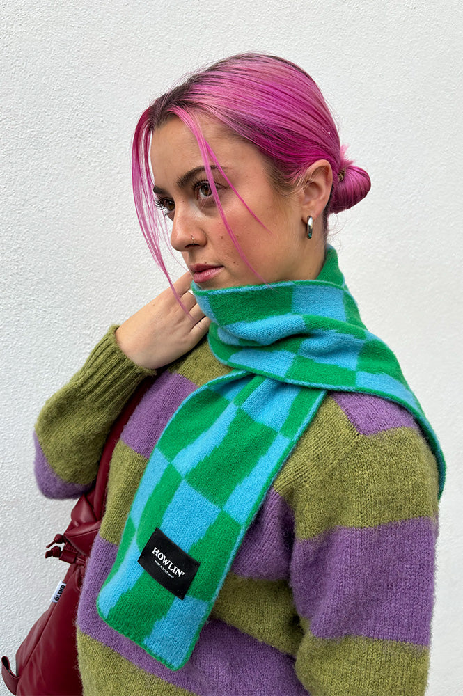Howlin' Green Delight Mini Checkerboard Scarf - The Mercantile London