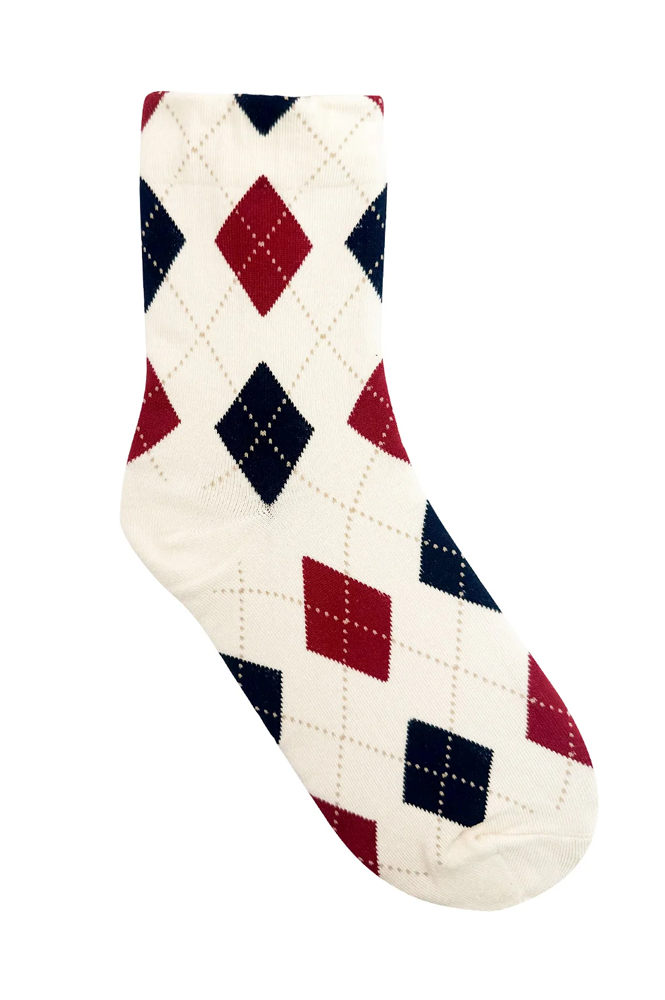 The Mercantile Cream Argyle Socks - The Mercantile London
