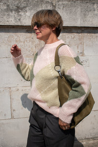 Des Petits Hauts Powder Pink Argyle Jumper - The Mercantile London