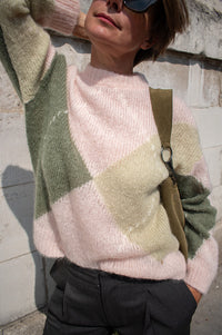 Des Petits Hauts Powder Pink Argyle Jumper - The Mercantile London
