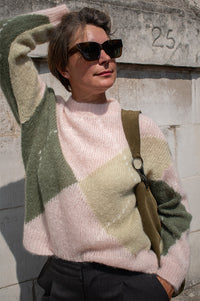 Des Petits Hauts Powder Pink Argyle Jumper - The Mercantile London