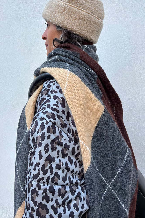 Object Zena Argyle Knitted Long Scarf - The Mercantile London