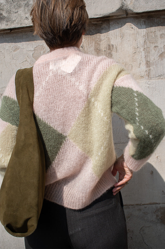 Des Petits Hauts Powder Pink Argyle Jumper - The Mercantile London