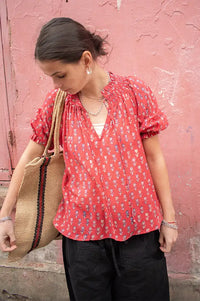 M.A.B.E Ari Red Print Blouse - The Mercantile London