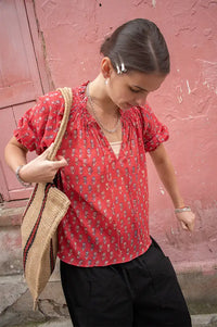 M.A.B.E Ari Red Print Blouse - The Mercantile London