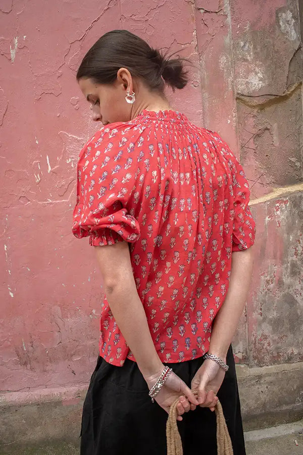 M.A.B.E Ari Red Print Blouse - The Mercantile London