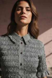 Nooki Astrid Black Check Blouse - The Mercantile London