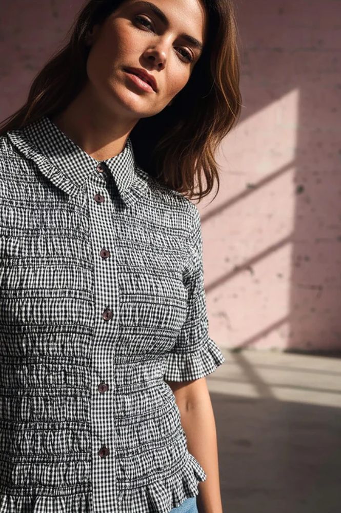 Nooki Astrid Black Check Blouse - The Mercantile London